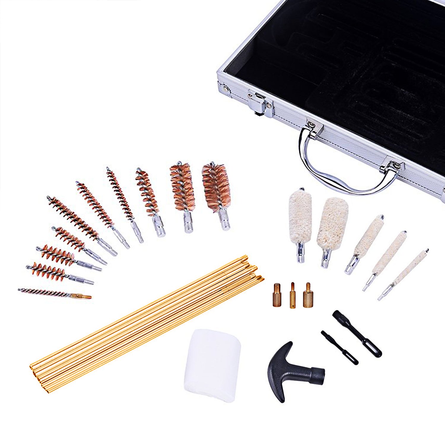CVLIFE 28pcs Universal Gun Rifle and Shot Gun Cleaning Kit with Aluminum Carrying Case