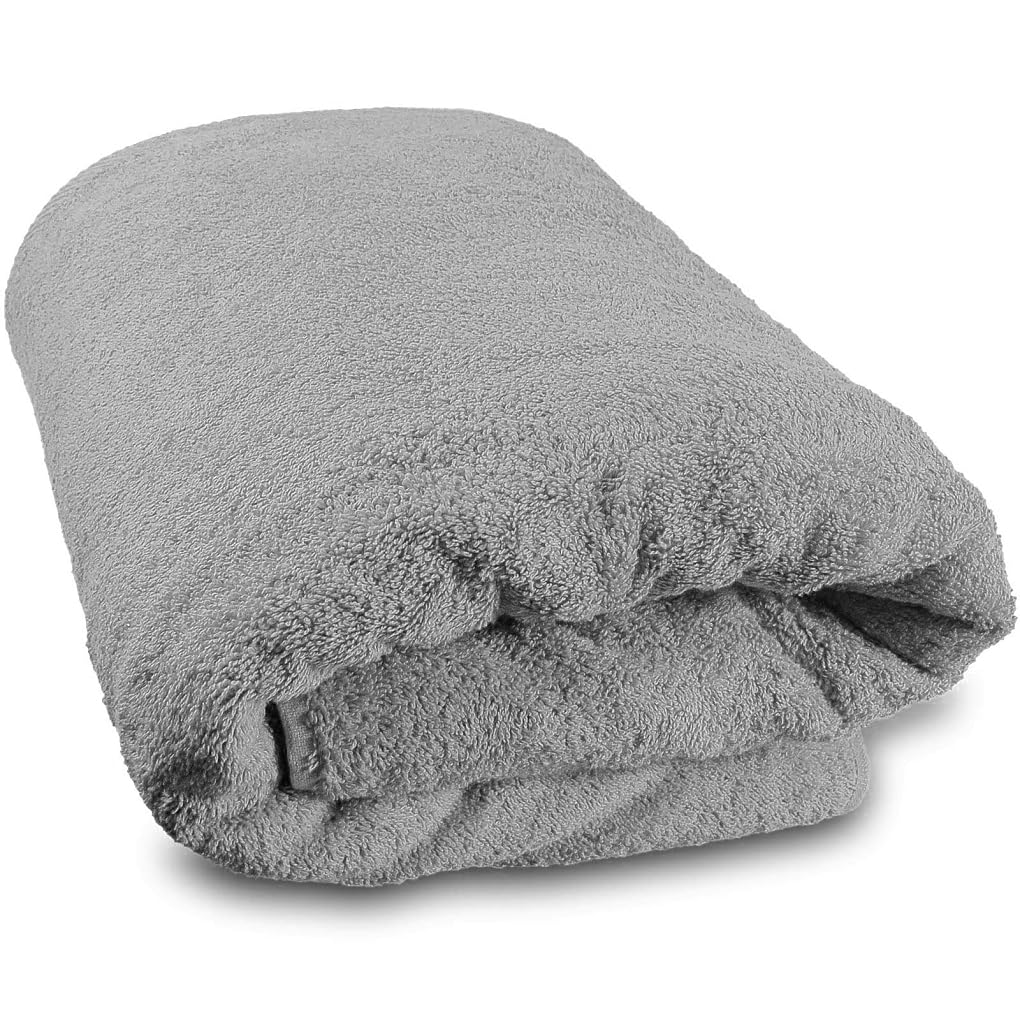 Diamond Tex Premium Jumbo Bath Sheets (600GSM) 100% Egyptian Cotton Super Absorbent Body Warp Beach Towel (100 x 200 cm) Extra Large Bath Sheet Luxury Towel Set (Silver, Cotton)