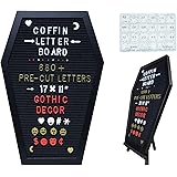 Coffin Letter Board | Gothic Message Board for Halloween Decorations Indoor, Spooky Creepy Coffin Decor, Goth Room Decor | 17