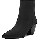 NUMALEO Womens Ankle Boots Chunky Low Heel Pointed Toe Heeled Booties Side Zipper Comfy Fall Winter Boots 2.5" Dress Shoes