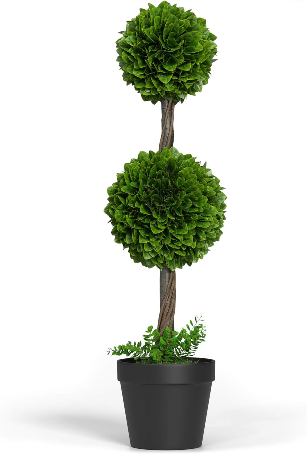 Barnyard Designs 3ft (36”) Artificial Boxwood Topiary Ball Tree, Front Porch Home Decor, Faux Fake Plant Decoration, (Single Tree) -