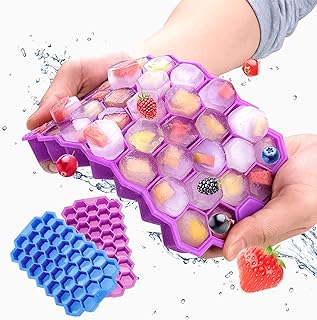 JuguHoovi Silikon Eiswürfelform,Eiswürfelform Silikon mit Deckel 37 Fach Eiswürfelbehälter Eiswürfelschalen DIY Eiscreme Eiswürfelbox Ice Tray Ice Cube für Bier Whisky Babynahrung Milch Fruchtsaft