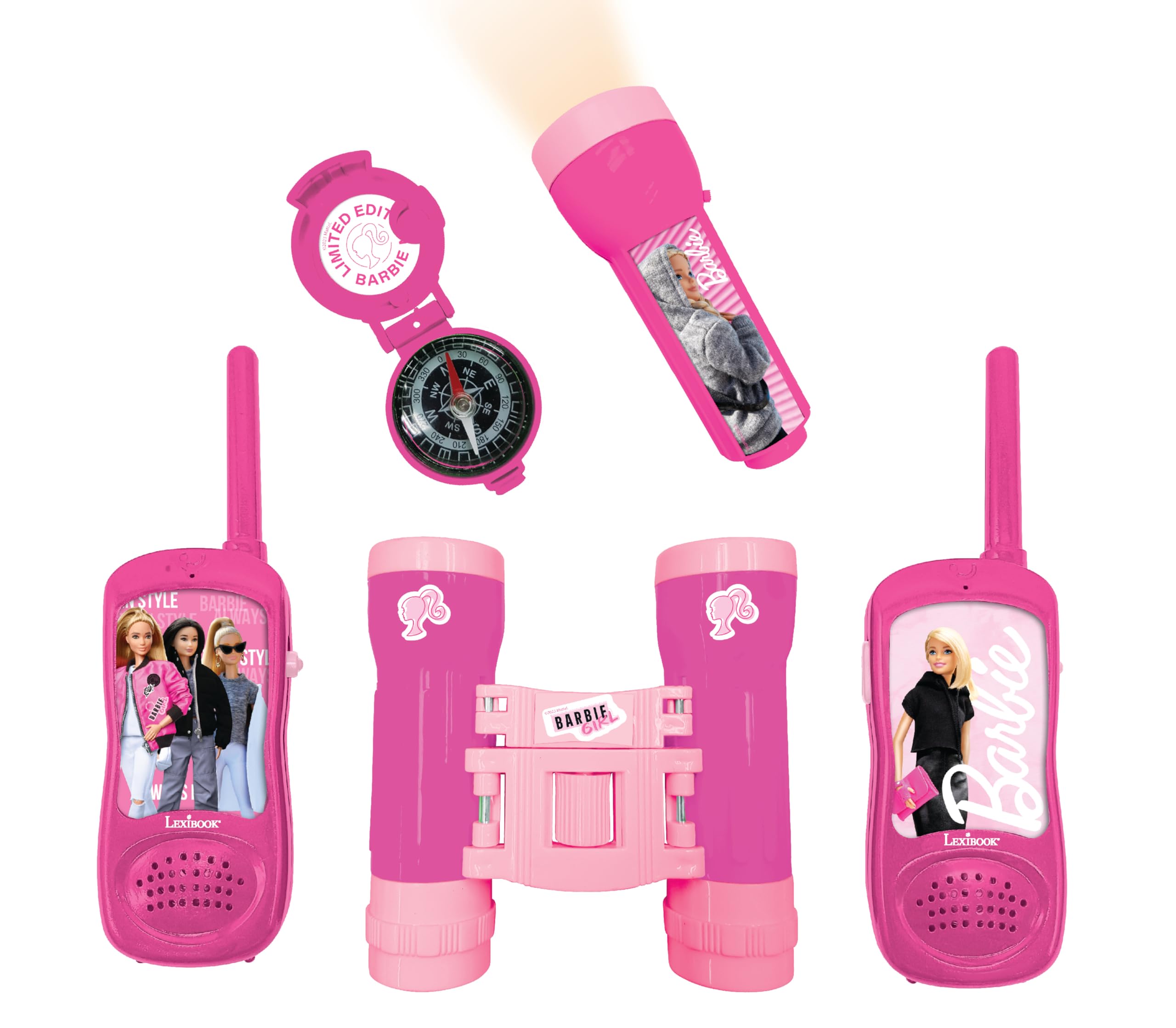 LEXIBOOK, Barbie, Adventurer set for Children, Walkie-Talkies 120m, Binoculars, Compass, Torchlight, Pink, RPTW12BB — image 1