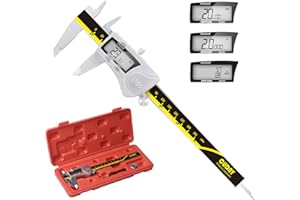 Digital Caliper Measuring Tool, CUDNY 6 Inch IP54 Waterproof Protection Stainless Steel Vernier Calipers, Standard and Precision Inch/MM/Fractions Micrometer Caliper with LCD Screen (6 Inch /150mm)