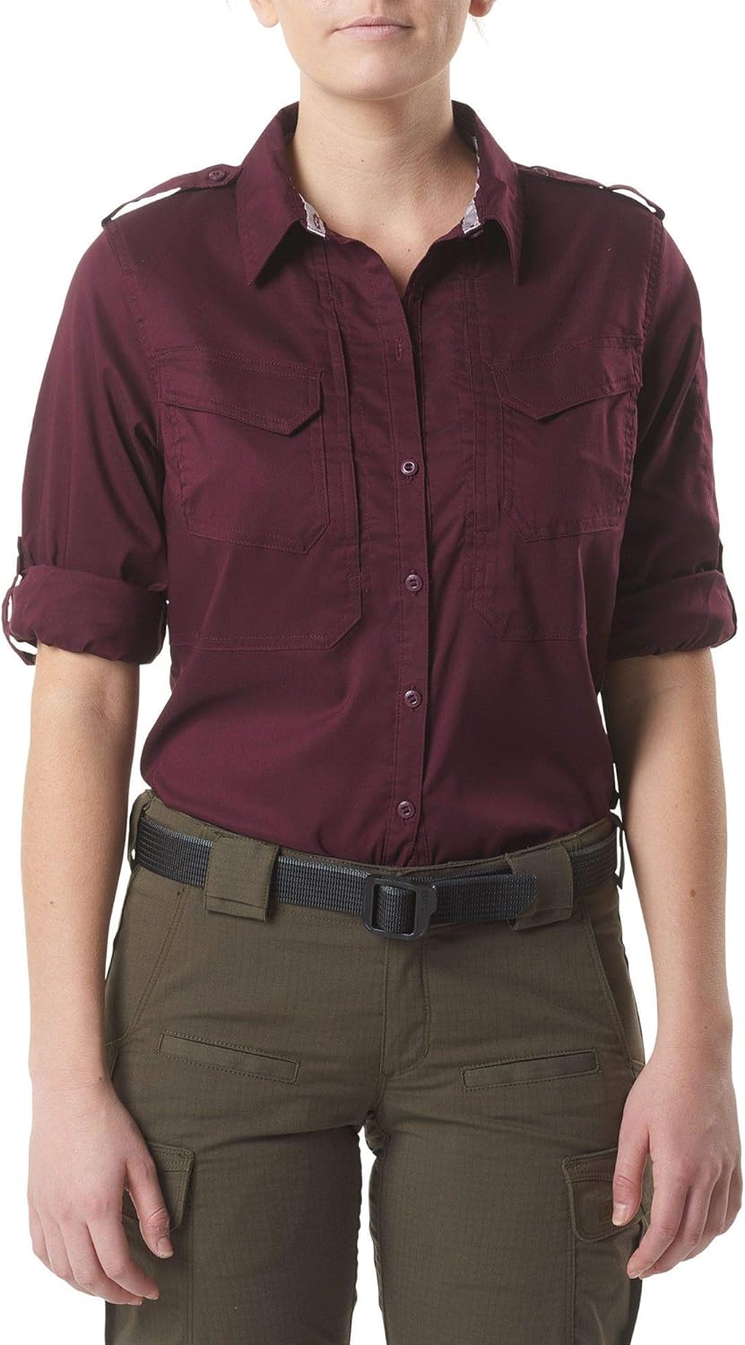 5.11 Tactical Women's Spitfire Shooting Shirt, Flex-Tac Canvas, Teflon Finish Fabric, Style 62377: Clothing