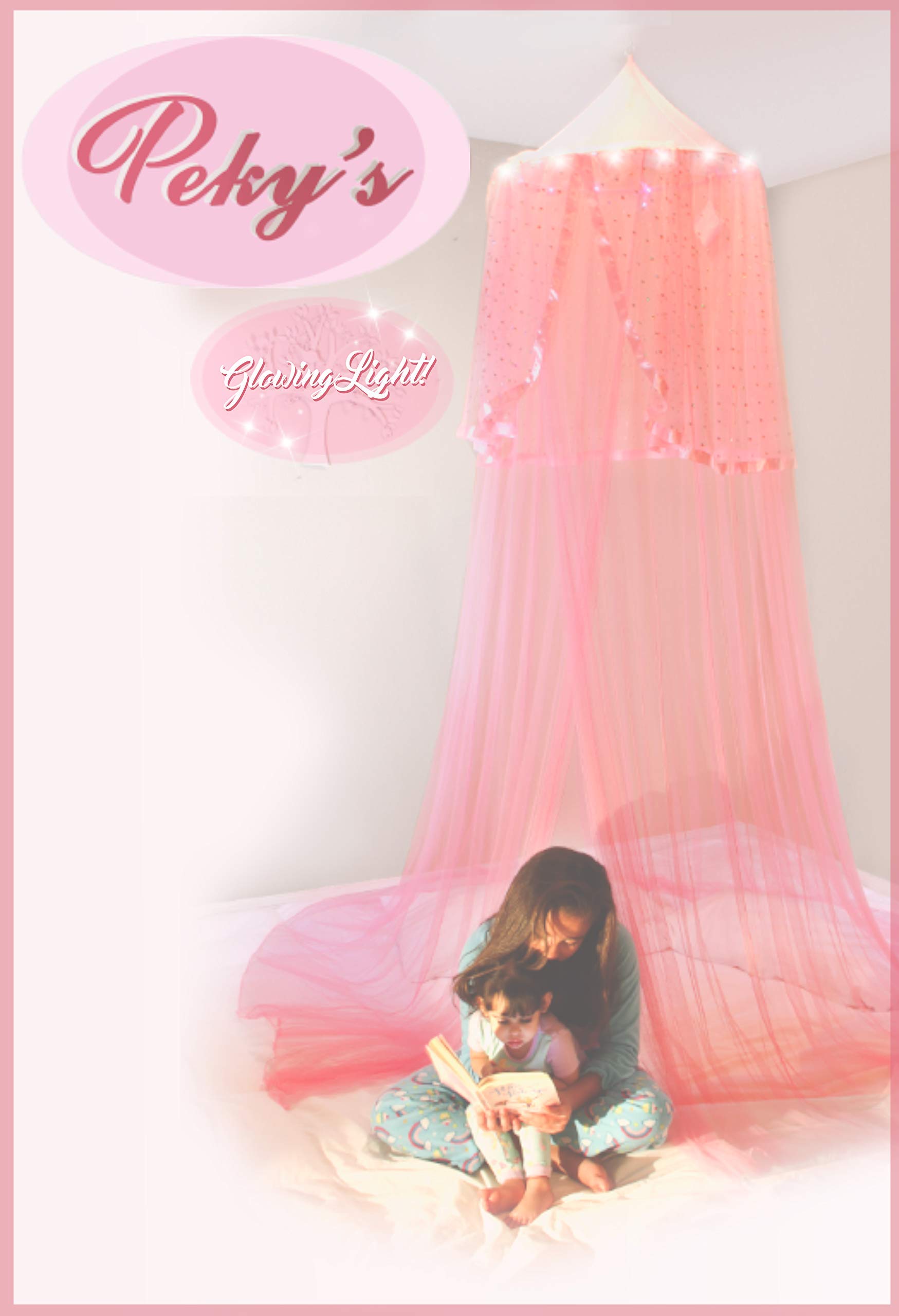 pink bed canopy with lights