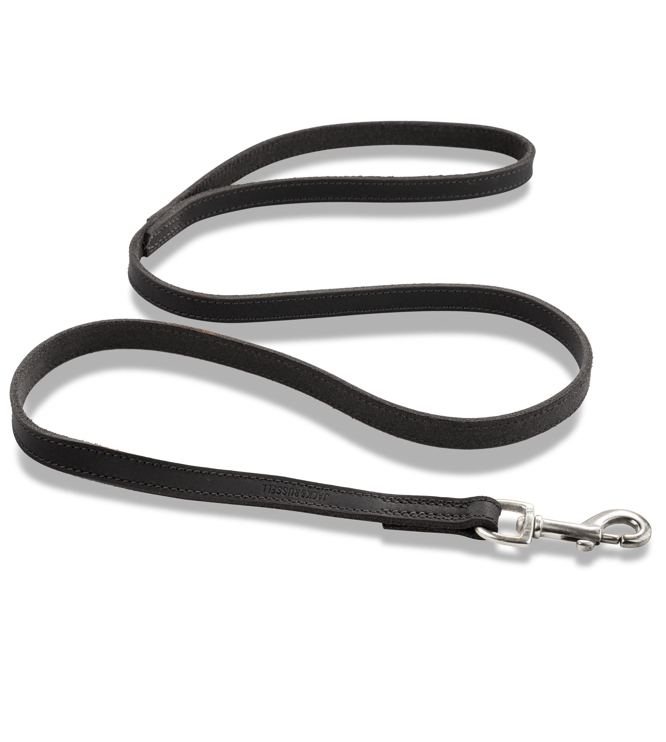 Premium Leather Dog Lead Shorty 1 m - Full Leather Dog Tether - Lead with Bolt Carabiner - Shorty (Black)