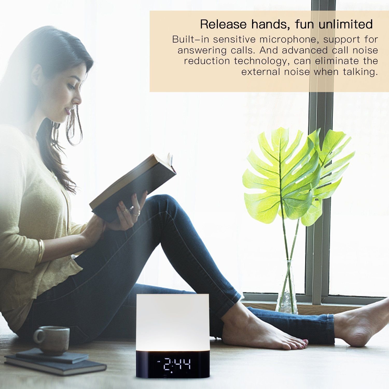 Bluetooth Speaker Alarm Clock, LED Touch Sensor Bluetooth Color Changing Speaker Atmosphere Control Lamp Dimmable Warm White Light & Color Changing RGB, TF Card, AUX Supported, Hands-free Speakerphone