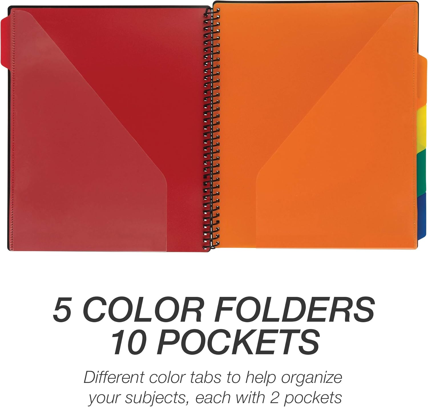 Samsill 10 Pocket Spiral Project Organizer with Dividers, Customizable Front Cover, Erasable Write On Tabs : Office Products