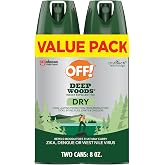 OFF! Deep Woods Dry Insect &amp; Mosquito Repellent Bug Spray, 4 oz, (2-Pack) | Aerosol Spray, 25% DEET Formula, Non-Greasy, Long Lasting Protection from Mosquitoes, Ticks, Biting Flies, Gnats, Chiggers