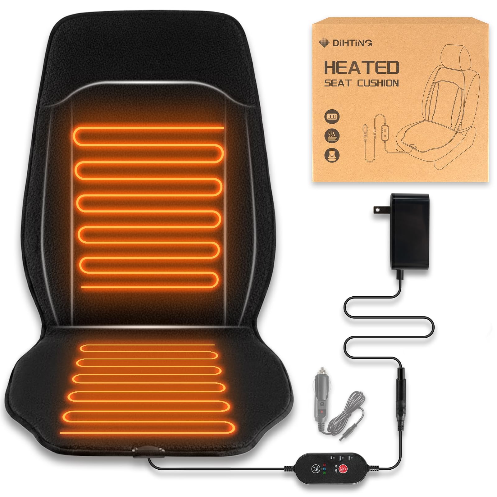 Photo 1 of MISSING POWER CORD --------------------Heated Seat Cover with Fast Heat Warmer, Large Size Winter Seat Cushion Heating Pad Warm Christmas Holiday Gift for Home Office Winter, 3 Models Setting, Black