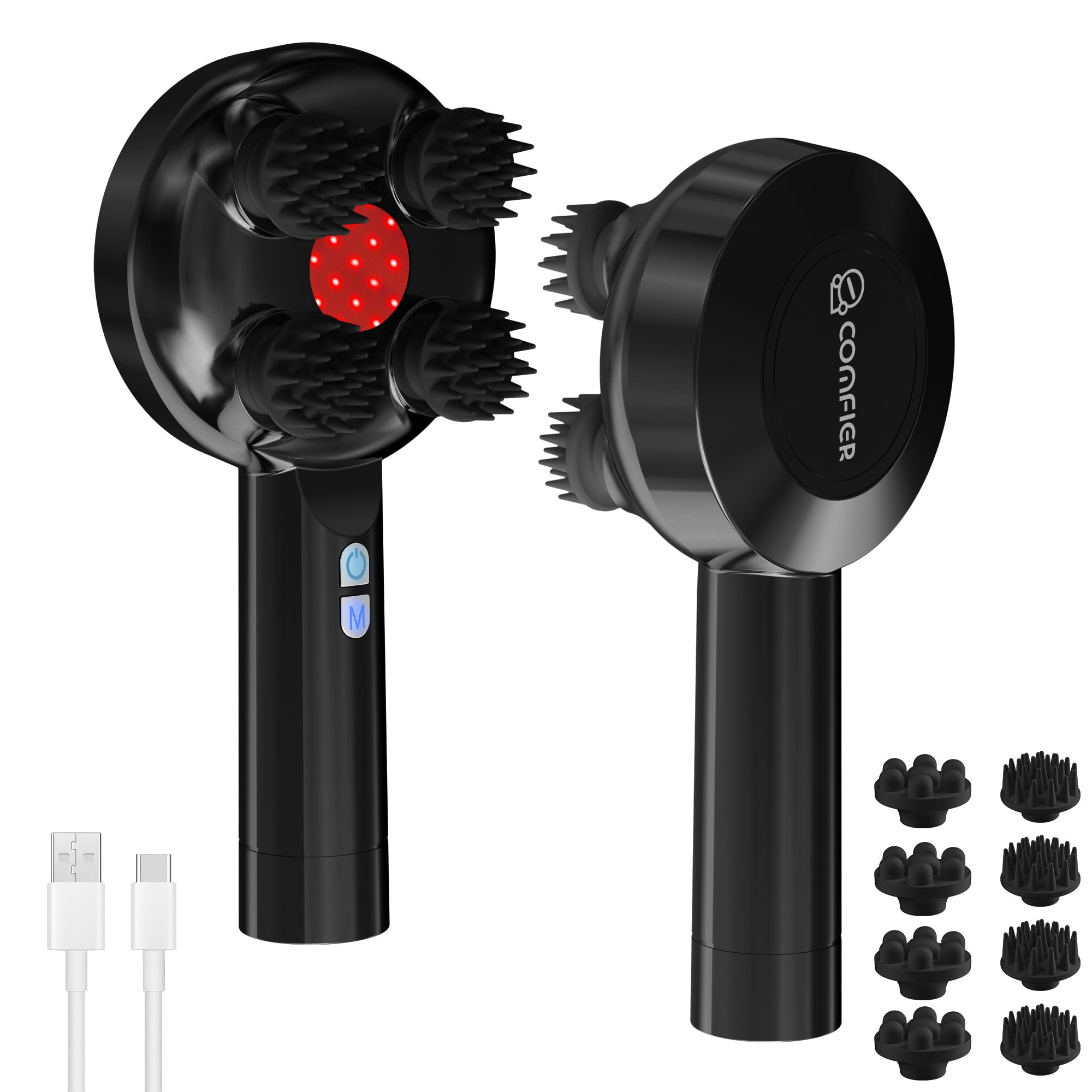 Photo 1 of COMFIER Handheld Scalp Massager Hair Growth,Cordless Hair Head Massager with 3 Modes & 8 Silicone Claws,IPX7 Waterproof Body Massager for Stress Relax,Pet Massage,Head Scratcher,Gifts Men,Women(Black)