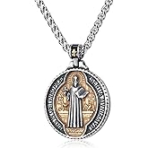 KIRTIJW St Christopher/George/Michael/Jusus/Mary Necklace for Men Stainless Steel Patron Saints Medallion Jewelry