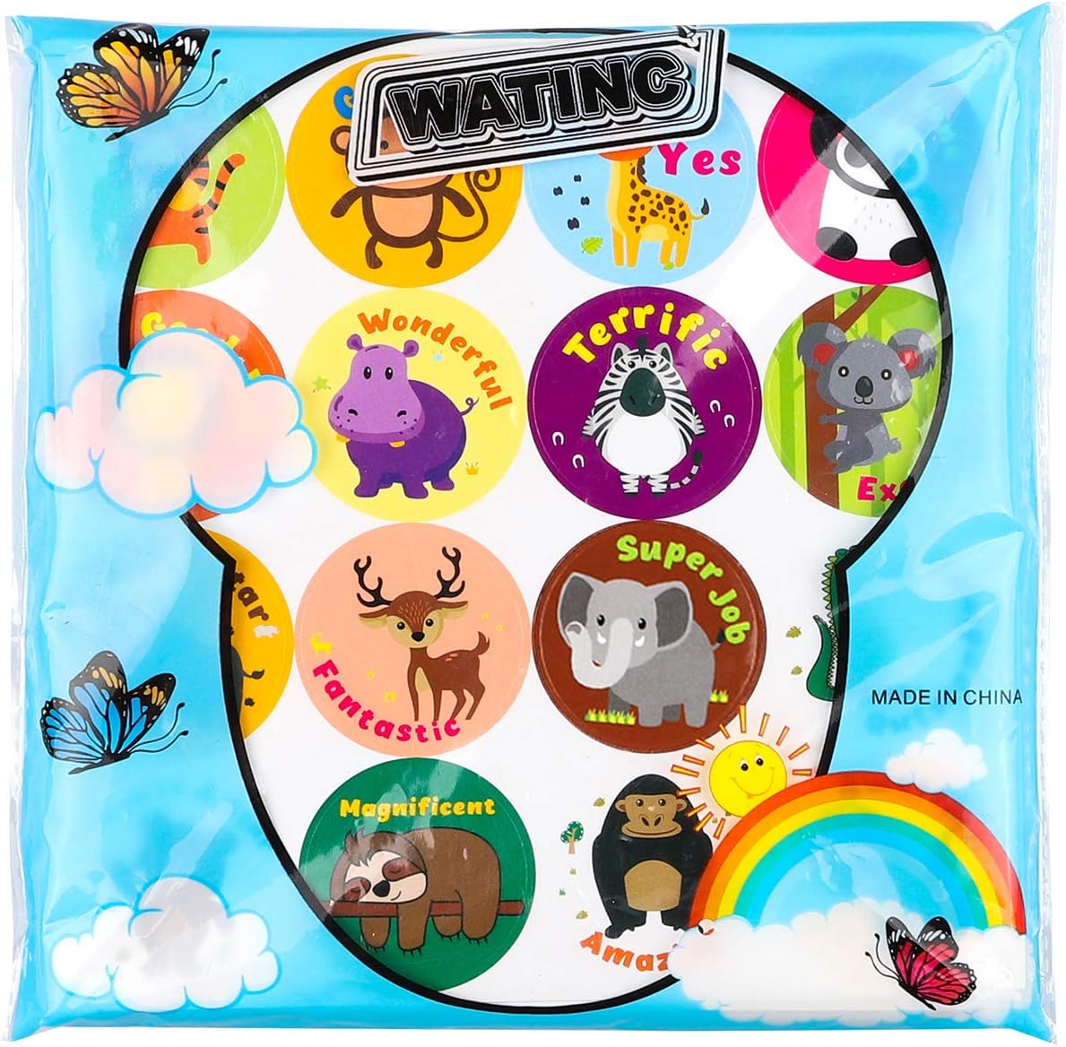 WATINC Reward Stickers 1000+ Count 1.5" 63 Sheets for Kids Teacher Kawaii Animals Panda Tiger Classroom Motivational Sticker Encouragement Behavior Stickers Scrapbooking Birthday Gift for Boys Girls : Office Products