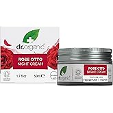 Dr. Organic Rose Otto Night Cream | Rejuvinating for Mature Skin, Aids in Healthy Aging, Promotes Youthful & Toned Skin, Natural, Certified Organic, Vegan, 50 mL / 1.7 fl oz