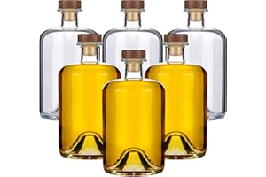 Liengoron 6PCS Glass Bottles with Cork 500ml Empty Liquor Bottle 17oz Empty Wine Bottle with T-Top Wood Caps Glass Bottles with Airtight Lid Brewing Wine Bottles for Wine Beverages Drinks Beer Soda