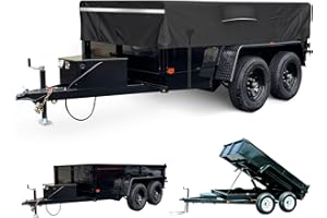 FGENKI 6x10 Utility Trailer Cover, 600D Waterproof Windproof Heavy Duty Black Dump Trailer Cover