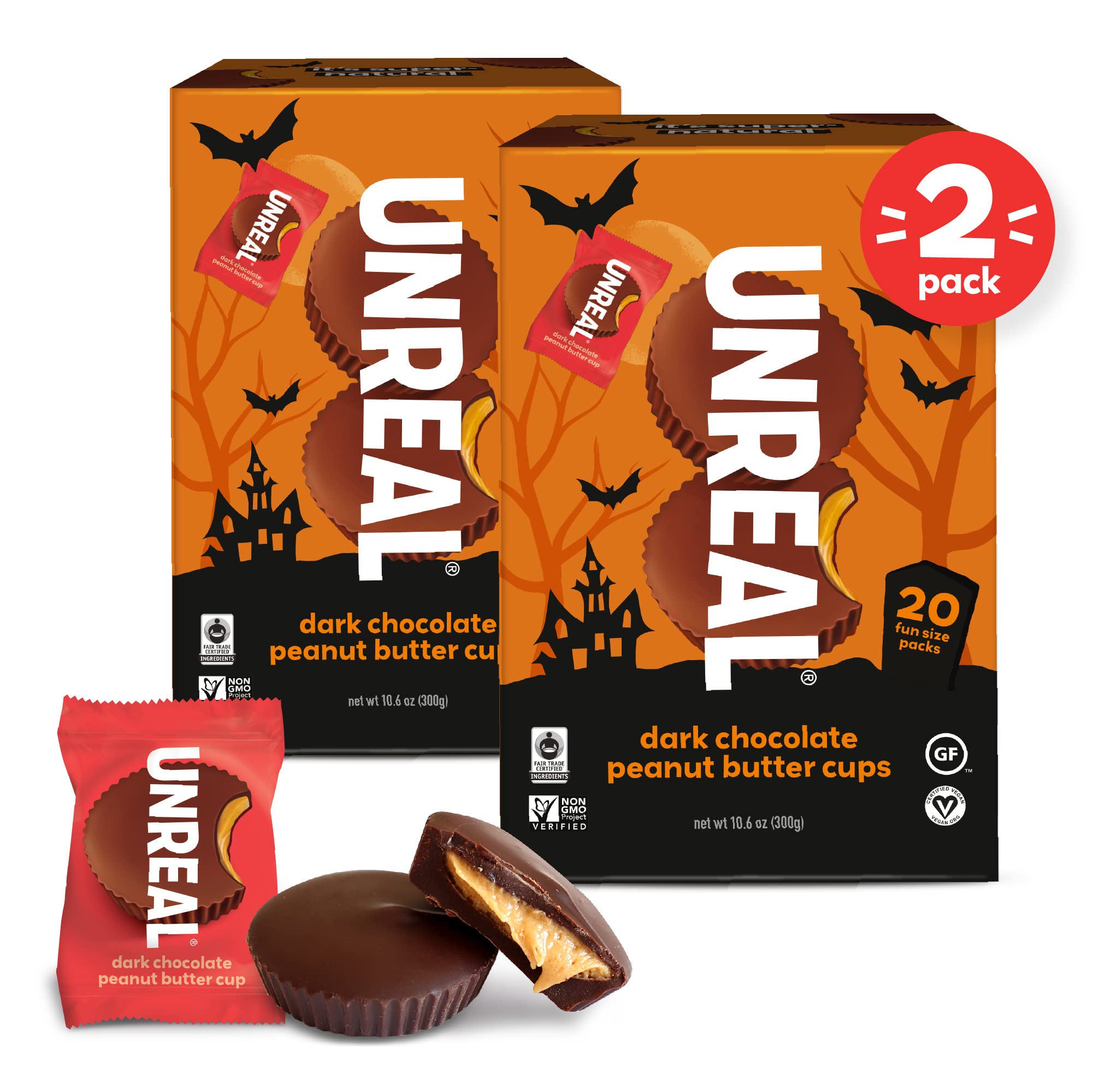 Halloween Edition UNREAL Dark Chocolate Peanut Butter Cups 5g Sugar