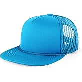 CHOK.LIDS Flat Bill Foam Top Hats for Men and Women Adjustable Snapback Trucker Hat Trendy Color Flat Brim Mesh Baseball Cap