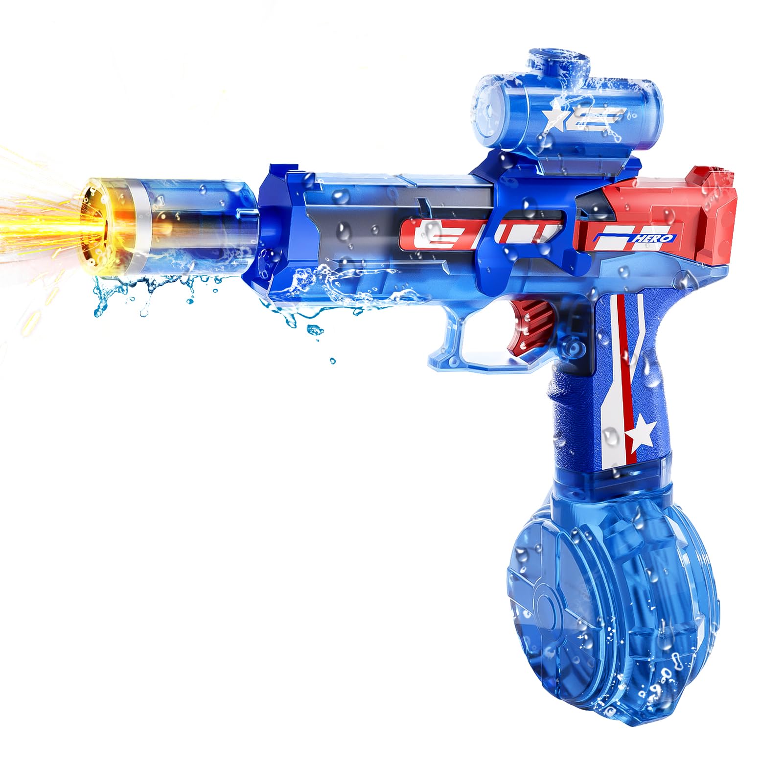 Electric Water Gun for Adults & Kids, Automatic Electric Squirt Gun with Long Range, Powerful LED Light Water Gun Pistol Blaster Soaker, Water Guns for Summer Outdoor Beach Swimming Pool(Blue)