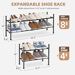 STORAGE MANIAC Expandable Shoe Rack, 8 Pairs
