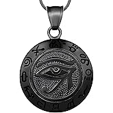 Hipunk Eye of Horus Necklace 316L Stainless Steel Egyptian Ancient Wedjat Eye of Ra Horus Symbol of Protection Mens' Amulet Protective Coptic Jewelry SP0009
