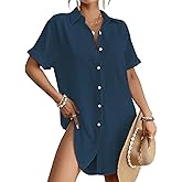 Bsubseach Women Swimsuit Coverup Shirt Dress Button Down Bathing Suit Cover Up Beach Vacation Outfits