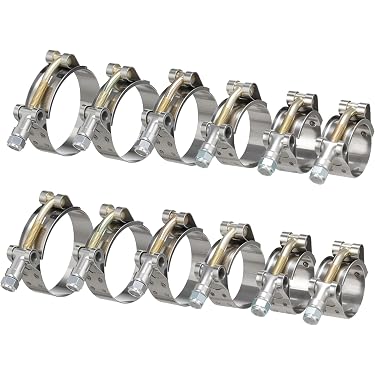 4 Pack 2.5 Inch T-Bolt Clamps - Zinc Coated Stainless Steel For Turbo, Intake, Silicone Hose & Intercooler Piping - View #8