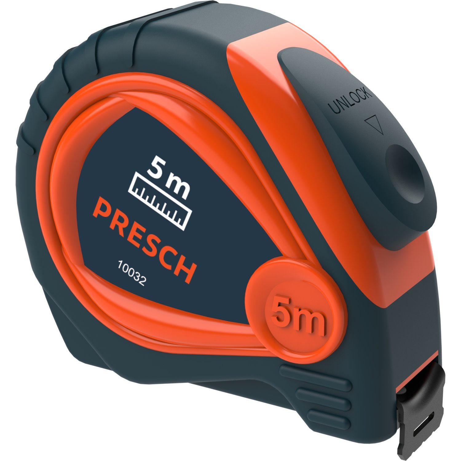 Presch Tape Measure 5m - Robust & Professional - with Stable Metal Belt Clamp, Metric Only and Retractable Measurement tape