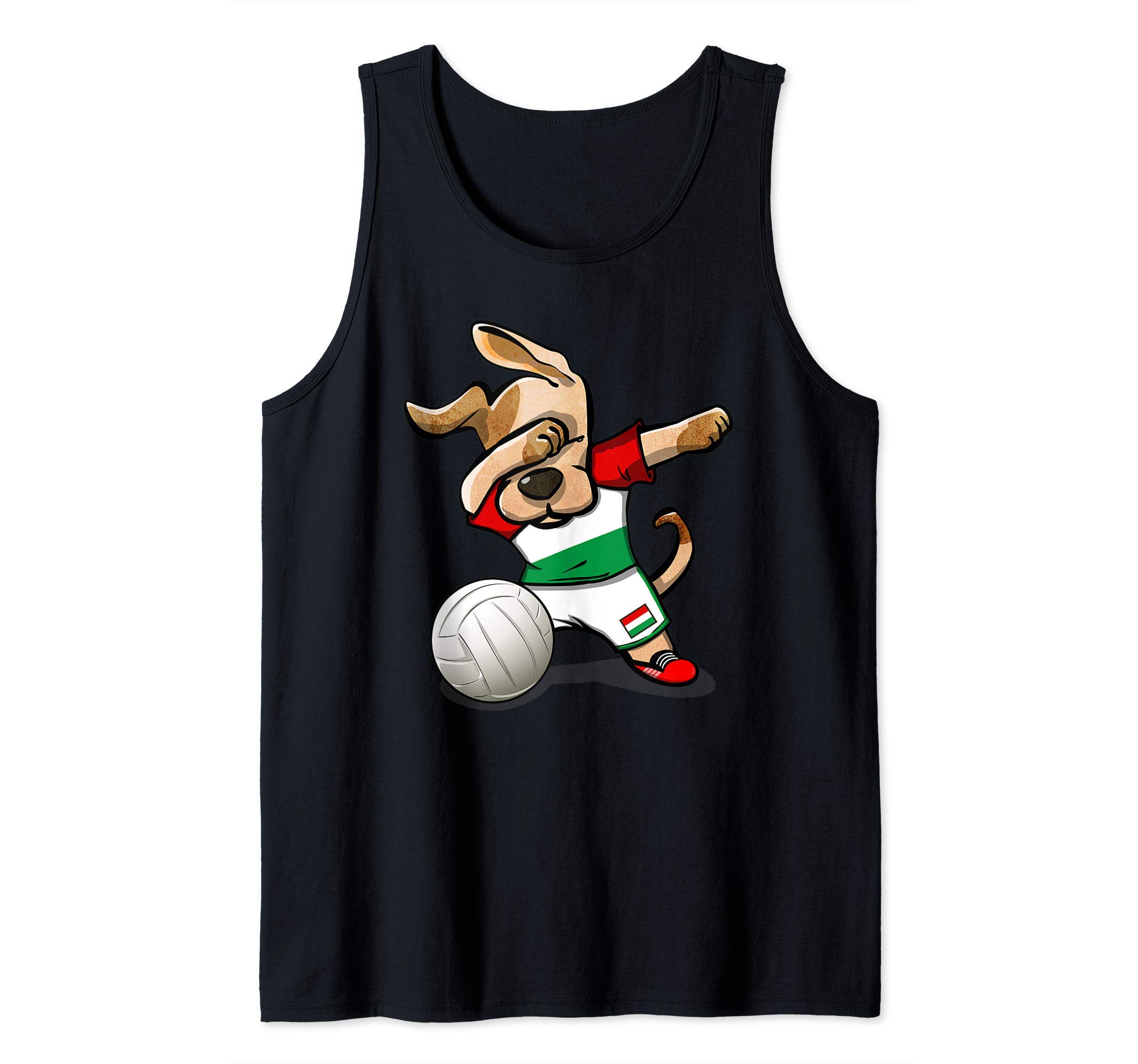 Dabbing Dog Proud Hungary Volleyball Fans Hungarian Flag Tank Top