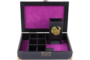 DND Dice Tray & Tower Storage Box, Wooden Dice Holder Case Organizer (Rolling Tray, Dice Roller Tower, Dice Container), RPG A