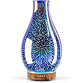 Porseme Essential Oil Diffuser 3D Glass Aromatherapy Ultrasonic Humidifier Cool Mist, Auto Shut-Off, Timer Setting, BPA Free for Home Office Hotel Yoga Gym Leisure SPA Gift 100ml