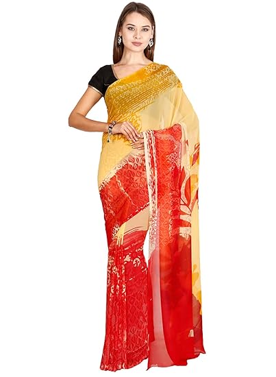 Faux Georgette Saree - Multicolor - (CCMYSY7052)