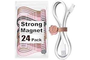 SOOOEC Magnetic Cable Ties, 24 Pack 7.2" Magnetic Cord Ties Cute Cat's Paw Design, Silicone Magnetic Ties for Cord Organizer 