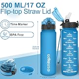 GOPPUS 500ml Kids Water Bottle with Straw BPA Free Blue view 5