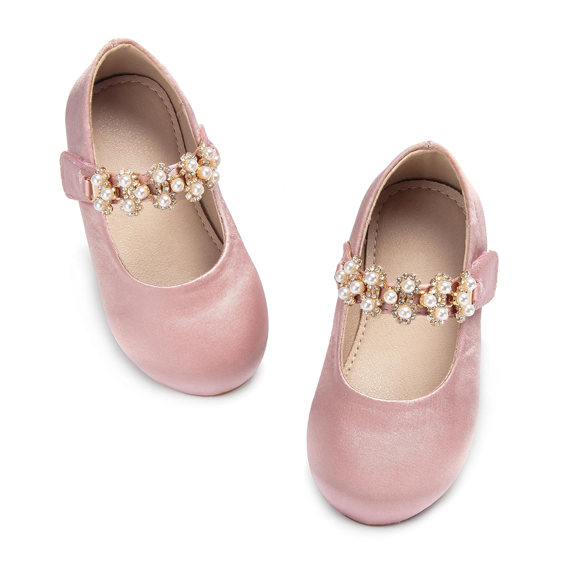 Otter MOMO Toddler Little Girls Princess Shoes Mary Jane Ballerina Flats Flower Girl Dress Pink Shoes Size 12 Image