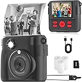 Kids Camera Instant Print, Safe Toddler Camera, 2.4 Inch Screen, 1080P with 16X Zoom, 32GB TF Card for 4 5 6 7 8 9 10 Year Old Girl & Boy Birthday Gifts, Black
