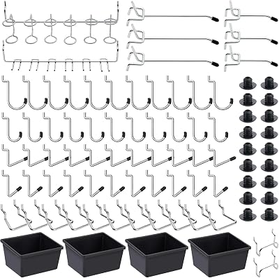 FRIMOONY Pegboard Hooks Assortment 146PCS with 60 Peg Locks Tool Organizer