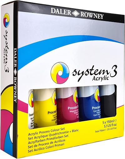 Daler Rowney System3 150ml Acrylic Paint Process Set 5 Colours