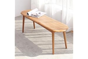 Vadisun 47'' 100% Solid Oak Wood Dining Bench,Rounded Corner Baguette Shape Chair Surface Design,Entryway Bedroom Bed End Bench (47.3inch, Natural Oak)