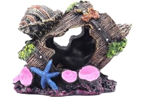 Ulifery Small Cute Barrel Fish Tank Decorations Aquarium Hideaway Cave House with Shell