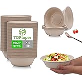 TOPtoper 25Oz 50Pack Large Paper Bowls, Disposable Bowls Bulk Leakproof and Microwave Safe for Hot or Cold Use (25 OZ)