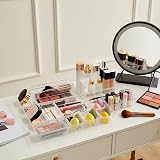 Lifewit 16 Pcs Makeup Drawer Organiser Clear Plastic Cosmetics Tray Set view 7