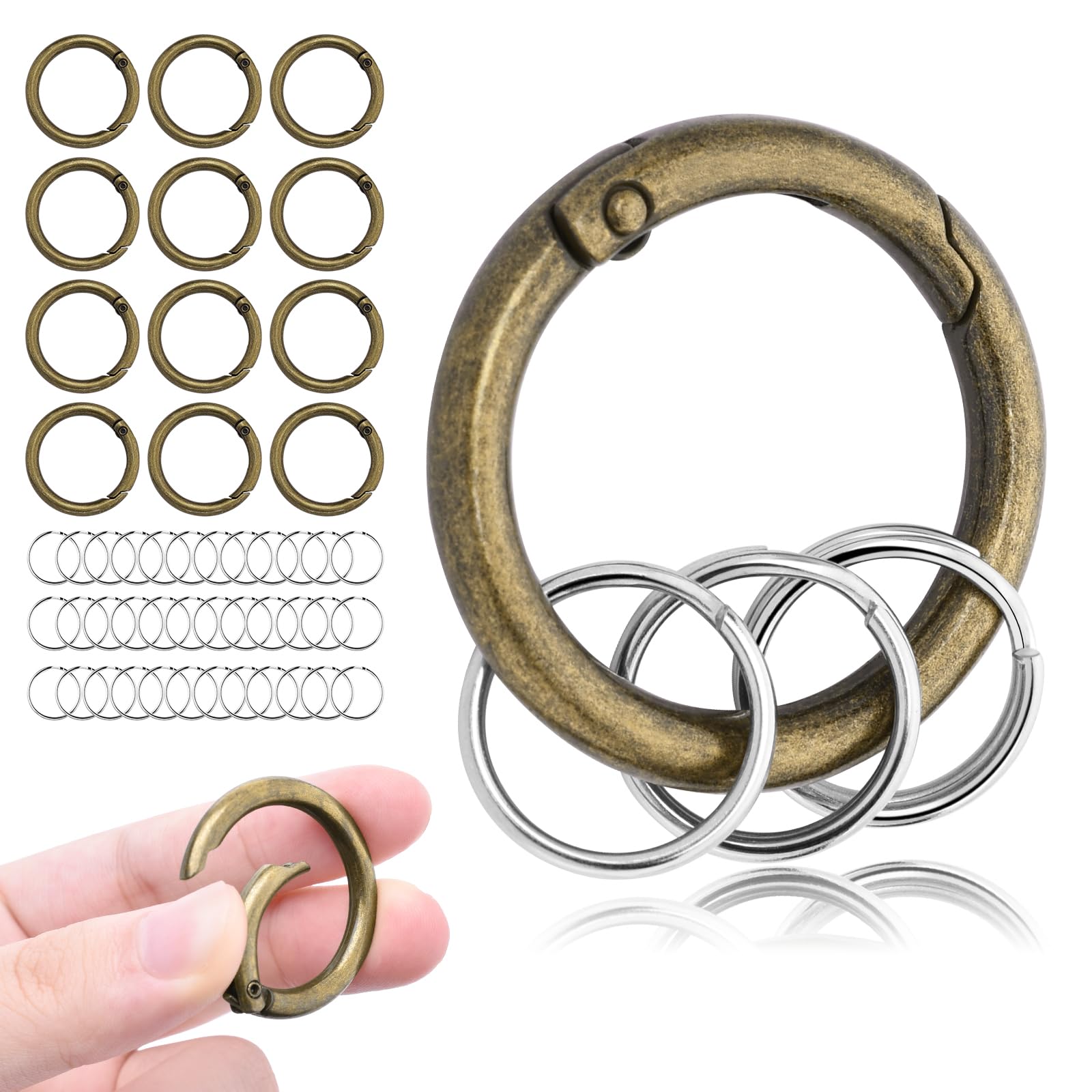 12 Pack Small Keychain Key Chain Rings Round Carabiner Clips 1