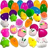 stargo 24 Pack Colorful Prefilled Easter Eggs bulk with mochi Squishy Easter toys - Plastic easter Eggs with squshies for Easter Basket stuffers, Easter Gifts, Egg Hunts Party Decorations Goodie Bags