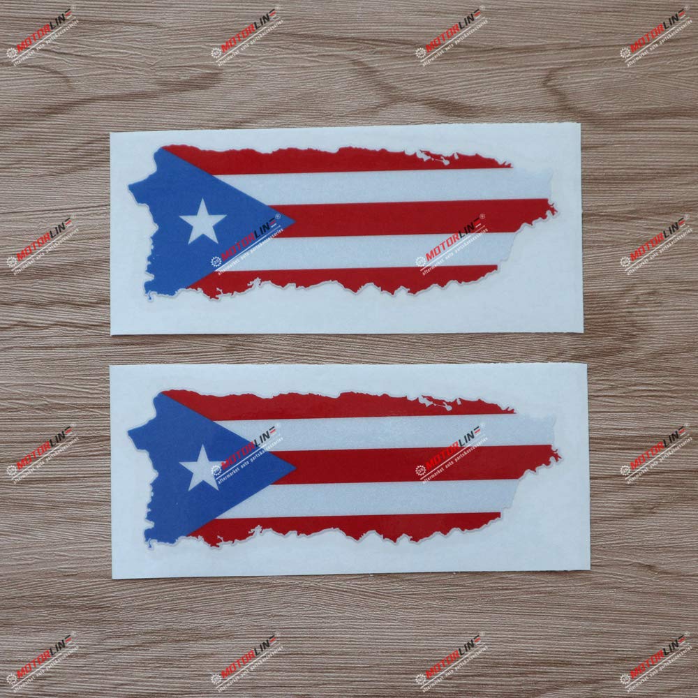 Photo 1 of (2) 4'' Reflective Puerto Rico Map Flag Decal Sticker PR Outline Car Vinyl sda1
