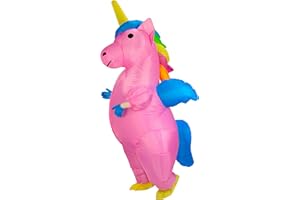 JYZCOS Winged Rainbow Blow Up Unicorn Costume Adult Size for Halloween Inflatable Suit