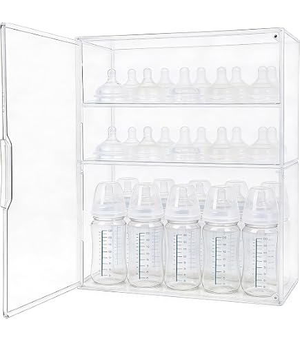 Organisateur de rangement pour biberons, organiseur de vaisselle pour bébé, égouttoir pour biberons de bébé avec boîte de rangement anti-poussière pour biberons d'allaitement, boîte de rangement sans