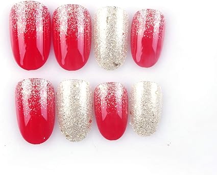 24pcs Nail Art Decoration Sets Magic Glitter Powder Red White