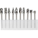 YUFUTOL 1/8 inch Carbide Burr Set - 10pcs Aluma Cut Carbide Rotary Burrs for Aluminum 3mm Shank Fits Die Grinder Drill for Woodworking,Drilling, Aluminum Craving,Engraving, Polishing